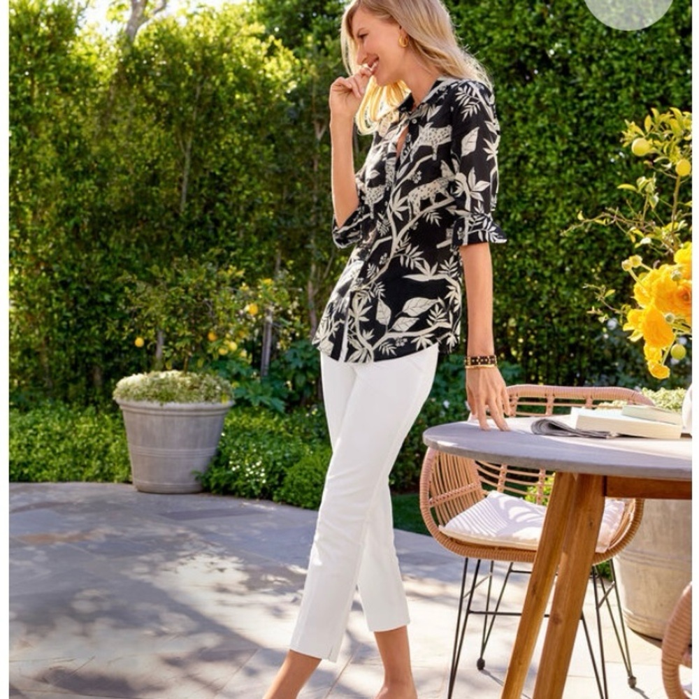 Talbots Chatham Crop Pants White Side Zip EUC 10😍